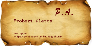 Probszt Aletta névjegykártya